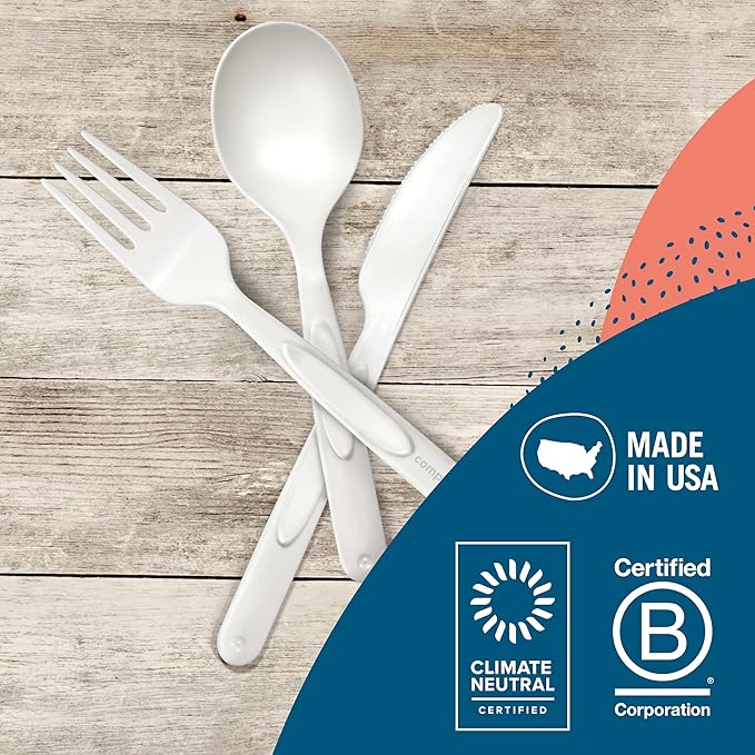 Preserve Compostable Fork, Made in USA, Medium Weight Cutlery, White, 840 Count