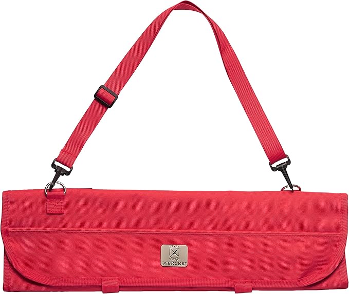 Mercer Culinary 7-Pocket Knife Roll Storage Bag, Red