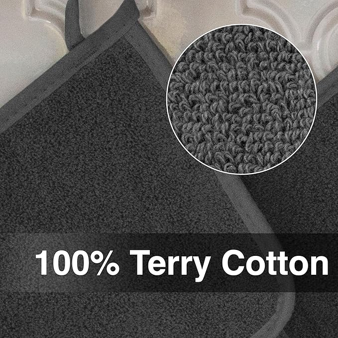 RITZ Terry Potholder & Hot Pad: Unparalleled Heat Resistant, Durable 100% Cotton – Ergonomically Designed for Optimal Grip – Easy-Care Machine Washable – 2-Pack, Graphite