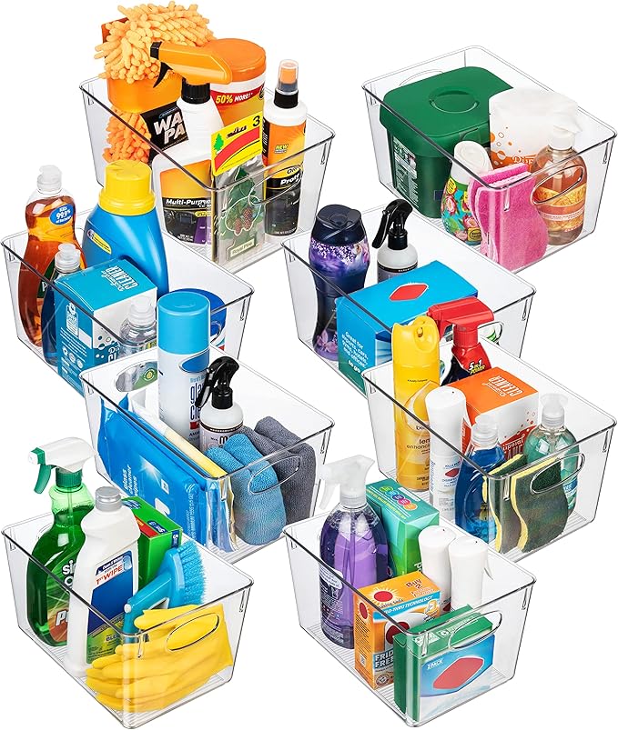 ClearSpace Plastic Storage Bins With lids, 8 Pack – Perfect Pantry Organization and Storage – Fridge Organizer, Pantry Storage Containers and Storage Bins, Cabinet Organizers