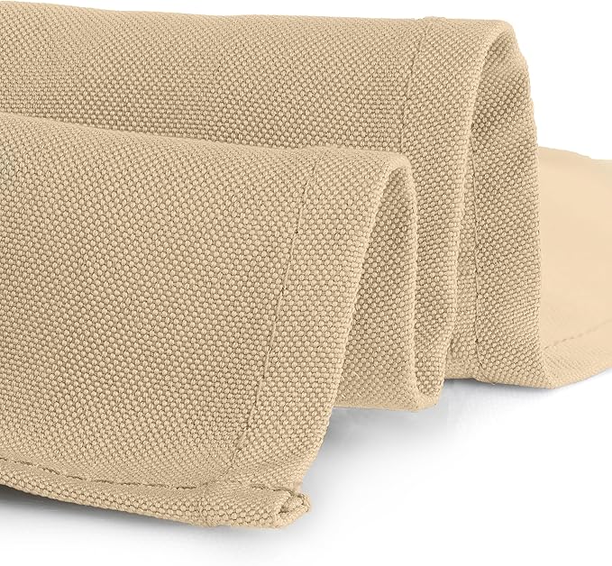 Gee Di Moda Rectangle Tablecloth - 90 x 132 Inch Beige Table Cloth for 6 Foot Table with Floor-Length Drop - Heavy Duty Washable Fabric - 6 Ft Buffet Table, Holiday Party, Wedding & Baby Shower