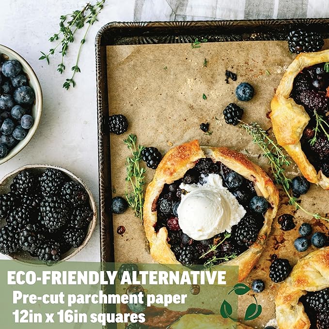 Zenlogy Parchment Paper Sheets 12x16 (500 sheets) for Baking - Unbleached Chlorine-free High Heat Non-Stick Pre-Cut Parchment Paper for Half Sheet Pans