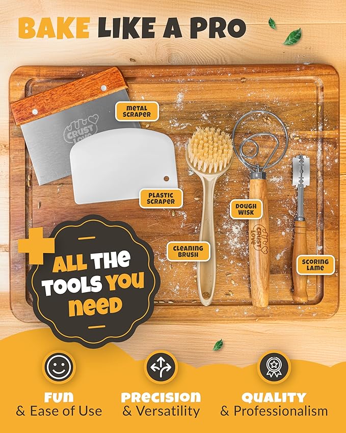Cast Iron Bread-Pan with Lid - incl. Sourdough Bread Baking Supplies - like Banneton Bread-Proofing Basket - 7.2QT Bread-Oven Dutch, Oven for Bread-Baking Cast Iron Pan Scoring Tool Lame Kit
