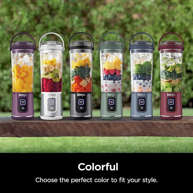 Ninja BC151NV Blast Portable Blender, Cordless, 18oz. Vessel, Personal Blender-for Shakes & Smoothies, BPA Free, Leakproof-Lid & Sip Spout, USB-C Rechargeable, Dishwasher Safe Parts, Denim Blue