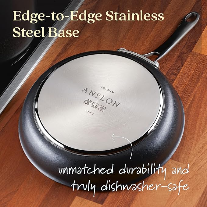 Anolon X Hybrid Nonstick Cookware Frying Pans/Skillet Set, Induction Suitable, 8 Inch, 10 Inch, and 12 Inch - Charcoal Gray