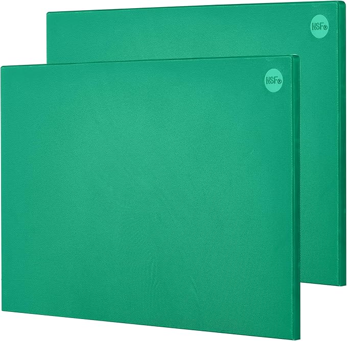 CURTA 2 Pack Green Cutting Boards for Kitchen, 20" x 14" x 0.5" Coded Plastic Commercial Chopping Board with Anti Slip Surface Dishwasher Safe