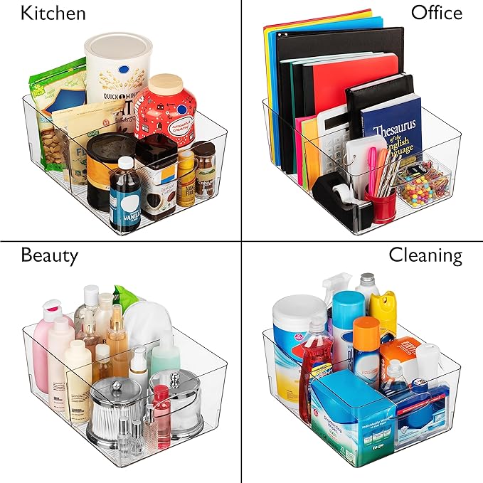 ClearSpace Plastic Storage Bins with Divider – Perfect Kitchen Organization or Pantry Storage – Fridge Organizer, Pantry Organization and Storage Bins, Cabinet Organizers