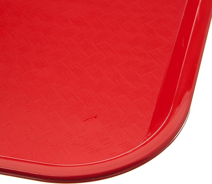 Carlisle FoodService Products Cafe Fast Food Cafeteria Tray with Patterned Surface for Cafeterias, Fast Food, And Dining Room, Plastic, 17.87 X 14 X 0.98 Inches, Red, (Pack of 12)