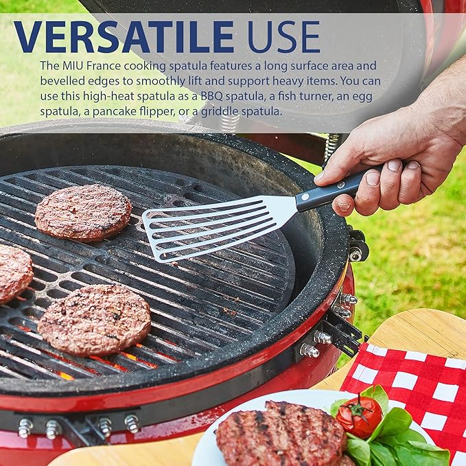 Slotted Stainless Steel Fish Spatula - 11-inch Thin, Heat Resistant with ABS Handle - Turner for Meat, Eggs, Nonstick Cookware