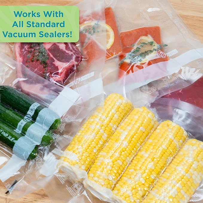 Home Logic Vacuum Bags for Food Sealer Pre-Cut Combo Pack 16gal & 32qt for Freezer and Sous Vide - Microwave Safe Clear