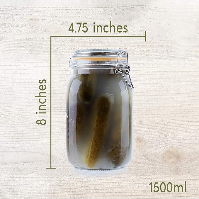 Galashield Glass Jars with Lids 50 oz Food Storage Jars with Airtight Lids Leak Proof Glass Canisters Kitchen Jars [Set of 2]