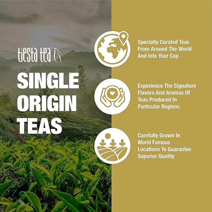 Tiesta Tea - Single Origin Tea Sampler Dry Flight Set, Loose Leaf, High to Low Caffeine, Makes Hot & Iced, Assorted Brew Sets with Green, White, Black & Oolong, 7 Resealable Sample Pouches