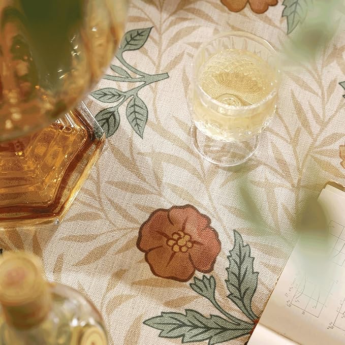 patdrea Designer Linen Small Tablecloth for Square Table,Vintage Durable Floral Pattern Table Cloth,Dacorative Cover for Kitchen Dining,Parties Christmas,Thanksgiving,Party,55"x55"-Cornflowers