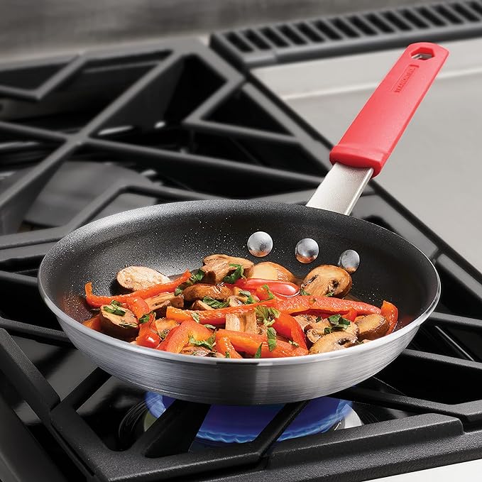 Tramontina Professional 8-Inch Non Stick Small Frying Pan, Heavy-Gauge Aluminum Skillet with Reinforced Nonstick Coating, Red Handle, Dishwasher and Oven Safe
