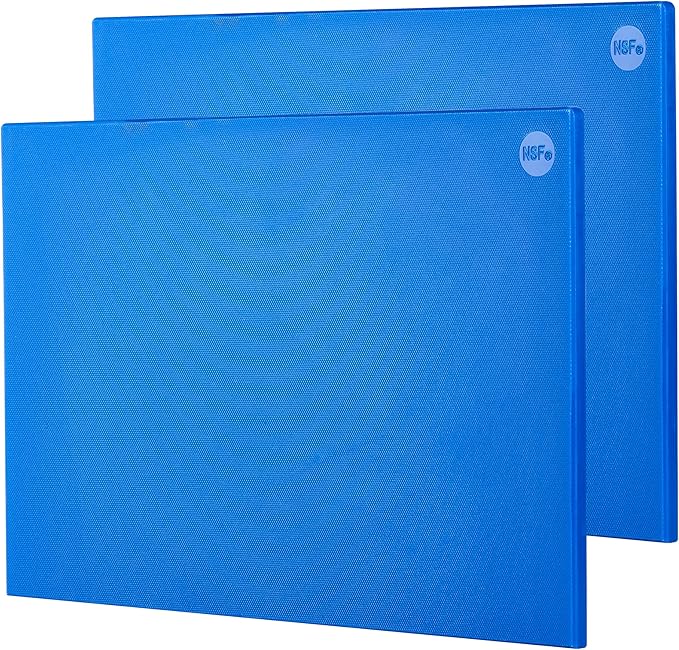 CURTA 2-Pack Blue Cutting Boards for Kitchen, 24" x 18" x 0.5" Color Coded Plastic Chopping Board with Anti Slip Surface Dishwasher Safe