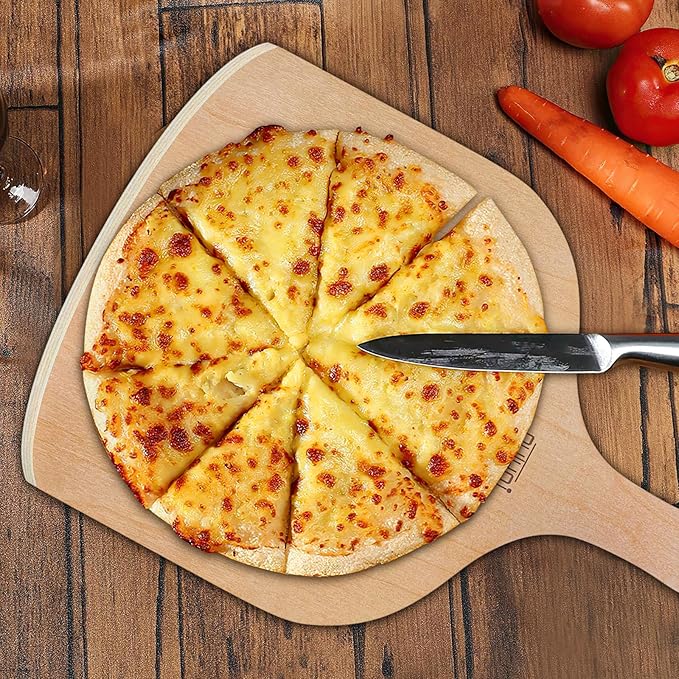 4 Pack Wooden Pizza Peel, 12 inch Premium Large Pizza Paddle with Wood Handle for Pizza Oven, Stone, Pan or Grill, Pizza Spatula for Baking Bread and Cake Indoor&Outdoor