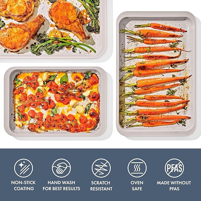 OXO Good Grips Non-Stick Pro Ceramic Coated Metal Bakeware 3-Piece Sheet Pan Set – Storm Blue