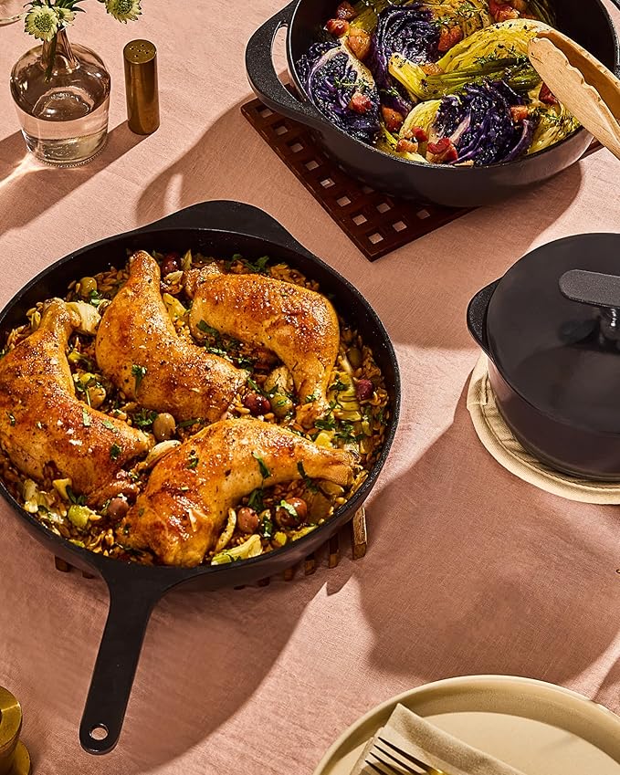 Caraway Cast Iron Skillet - 12” Enameled Cast Iron Pan With 3 Layer Enamel Coating - No Seasoning Required - Compatible With All Stovetops - Free From Forever Chemicals - Light Mist
