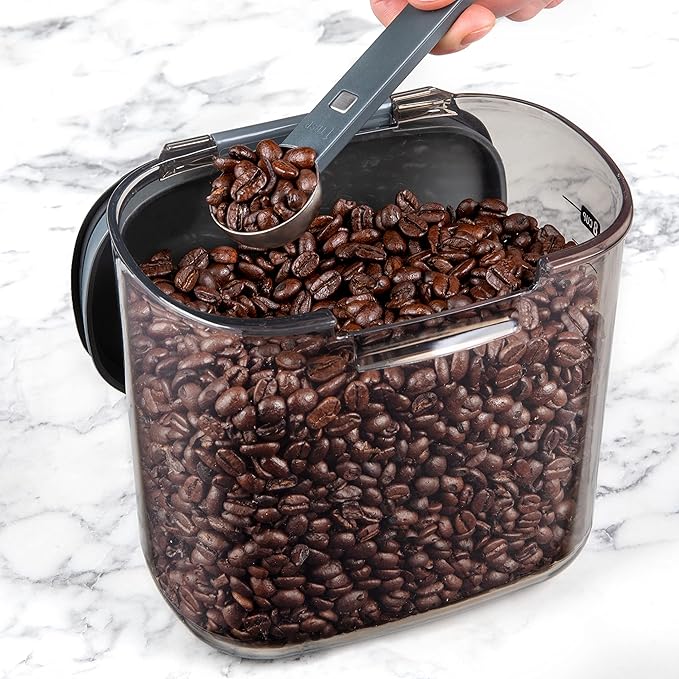 Progressive International ProKeeper+ Clear Plastic Airtight Food Baker's Kitchen Storage Organization Container Canister Set with Magnetic Accessories, 2- Piece Set (Coffee 2-Quart)