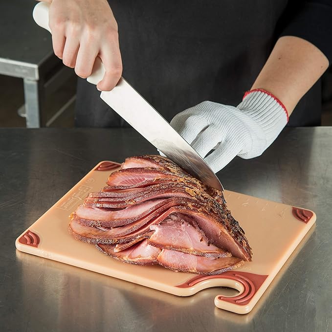 San Jamar Saf-T-Grip Plastic Cutting Board with Safety Hook, 9" x 12" x 0.375", Brown, (Pack of 6)