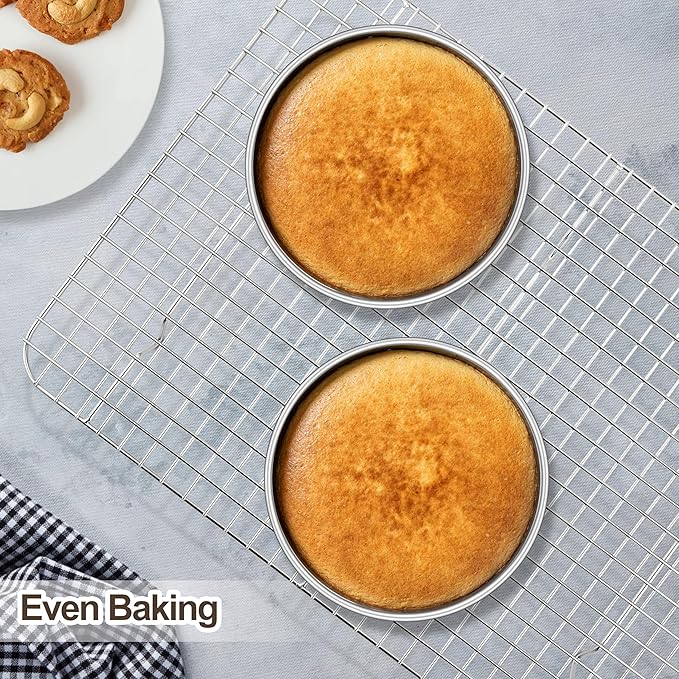 Homikit 6 Inch Cake Pan Set of 2, Stainless Steel Round Cake Pans, 2” Deep Small Nonstick Layer Cake Tins Baking Pan for Wedding Birthday Baby Shower Party, Mirror Finish & Dishwasher Safe