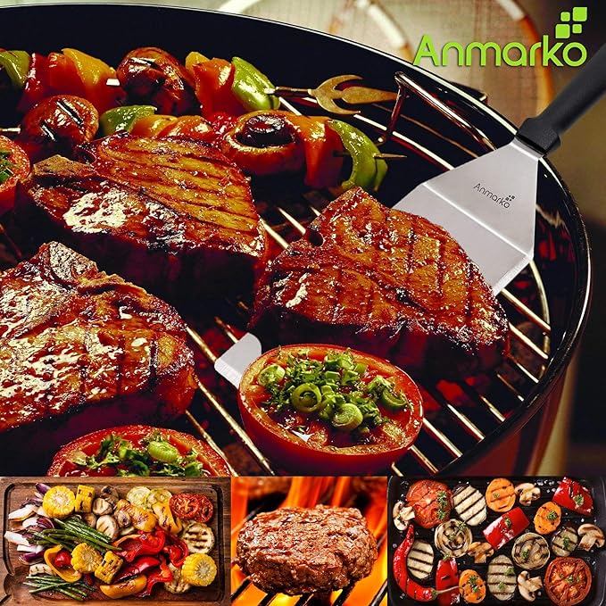 Spatula Turner Stainless Steel - Metal Spatula Set - Hibachi Spatula Great as BBQ Grill Accessories for Grill and Flat Top Griddle