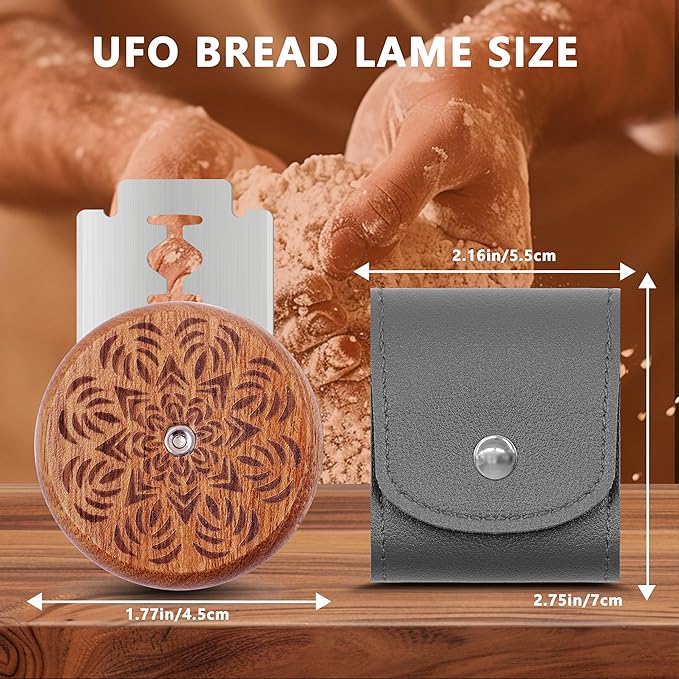 UFO Bread Lame Cutter for Homemade Sourdough,Bread Scorer Tool for Sourdough with 5 Blades and Storage Cover,Slashing Tool Bread Cutting Knife for Artisan Bread and Baguette Makers,Leaf