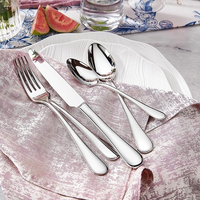 KEAWELL Premium Verona 4-Piece 6.5 inch Spoon Set – 18/10 Stainless Steel, Heavy-Duty Mirror-Finished Silverware for Daily Meals, Hosting and Special Occasions (4, Teaspoons)