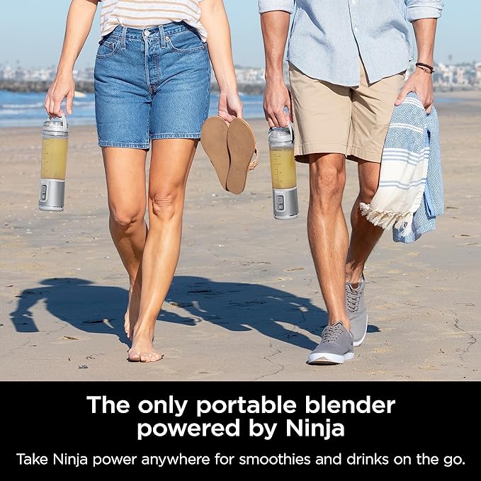 Ninja BC151WH Blast Portable Blender, Cordless, 18oz. Vessel, Personal Blender-for Shakes & Smoothies, BPA Free, Leakproof-Lid & Sip Spout, USB-C Rechargeable, Dishwasher Safe Parts, White