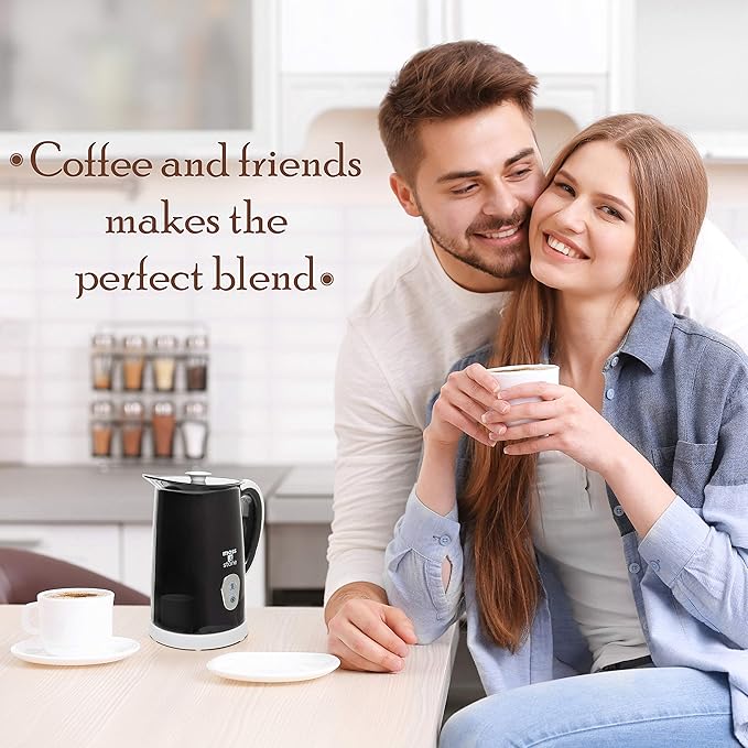 Moss & Stone Electric Milk Frother For Making Latte, Cappuccino, Hot Chocolate, Automatic Cold Hot Milk Frother & Warmer, Foam Maker, Auto Shut-Off, Detachable Base & Non-Stick Interior.