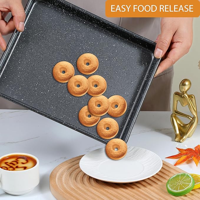 11 Inch Nonstick Baking Sheets Set of 2, Carbon Steel Cookie Sheets for Baking, Heavy Duty & Stackable Baking Pans for Oven, Non Toxic & Easy Clean, 11x9 Inch Baking Trays