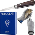 Oyster Shucking Knife and Gloves Set - Premium Oyster Knife and Shucking Gloves Kit - Professional Clam Shucker Opener Tool in Lovely Box - Bonus Ebook and Brochure Included