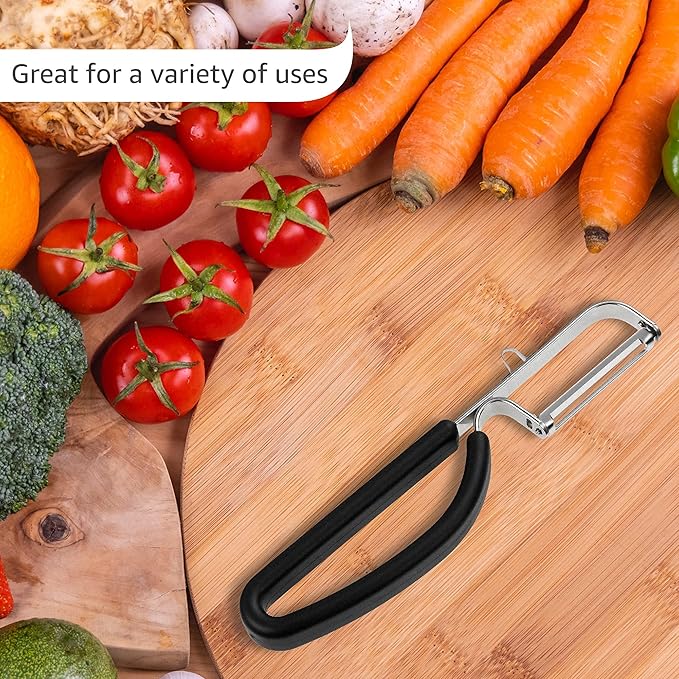 LURCH Germany Universal Ultra Sharp Stainless Steel Vegetable Swivel Peeler for for Potatoes, All Fruits & Veggies | Non-Slip Comfortable Handle | 5.1 x 2.3 Inches / 13 cm x 6 cm - Black