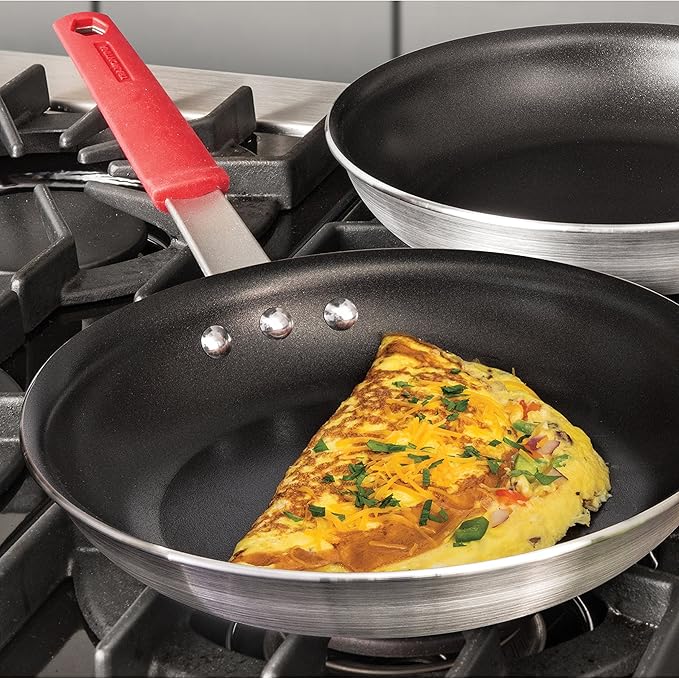 Tramontina Professional 10-Inch Non Stick Frying Pan, Heavy-Gauge Aluminum Skillet with Reinforced Nonstick Coating, Red Handle, Dishwasher and Oven Safe